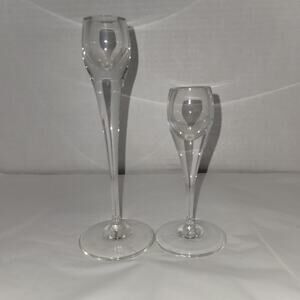 Rosenthal Graduating Pair clear Glass crystal marked Candlesticks Candle Glass